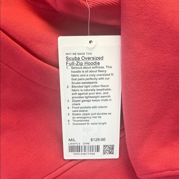 Lululemon NWT Scuba Oversized Full Zip Hoodie Desert Red M/L - Picture 2 of 5